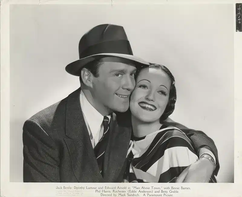 Jack Benny Dorothy Lamour Man About Town studio promo